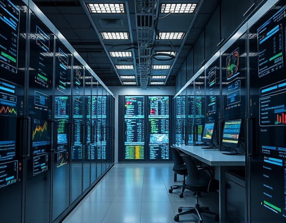 robust backend systems, analytical look, monitoring analytics, photorealistic, sleek data lab buzzing quietly, highly detailed, process diagrams, logical schema, steel grays, cool daylight, shot with a telephoto lens