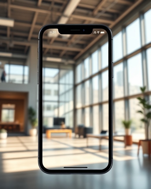 responsive mobile, sleek and modern, rotating slowly, photorealistic, interior of a tech startup with large windows and natural light flooding in, highly detailed, interactive elements with smooth animations, high resolution, muted colors with a pop of orange, soft natural lighting, shot with a macro lens.